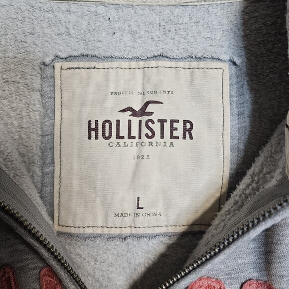 Hollister Zip Up Hoodie Womens Juniors Large Gray Y2K 2000s Preppy - Picture 5 of 5
